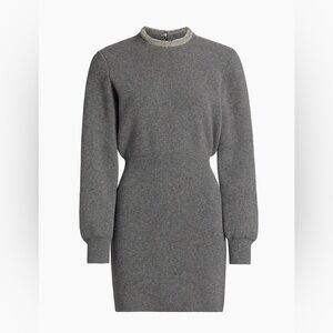 NWT Alexander Wang LS Cinched Waist W/ Hotfix Crystal Tubular Necklace Dress L